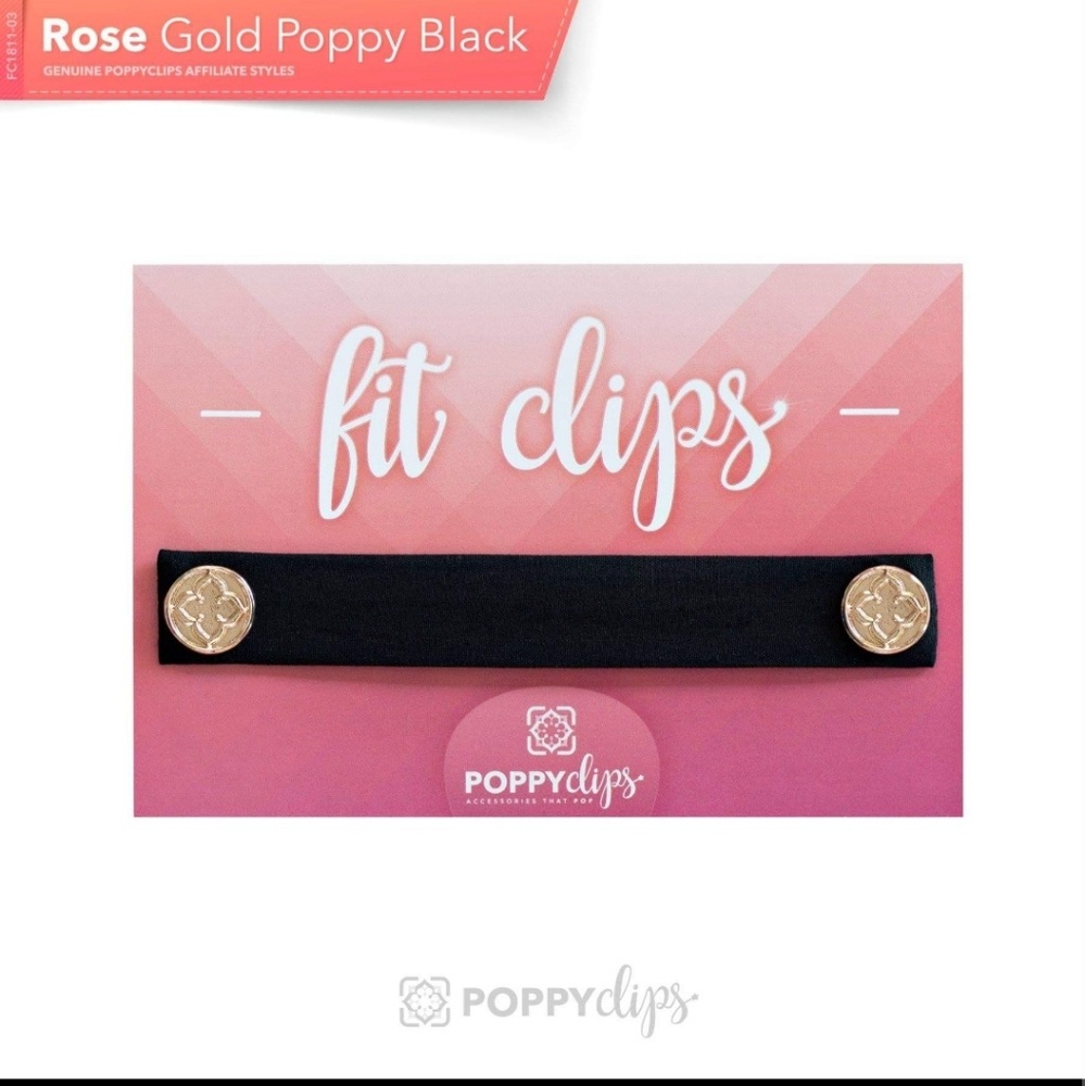 Rose Gold Poppy Black Fit Clips Poppy Clips